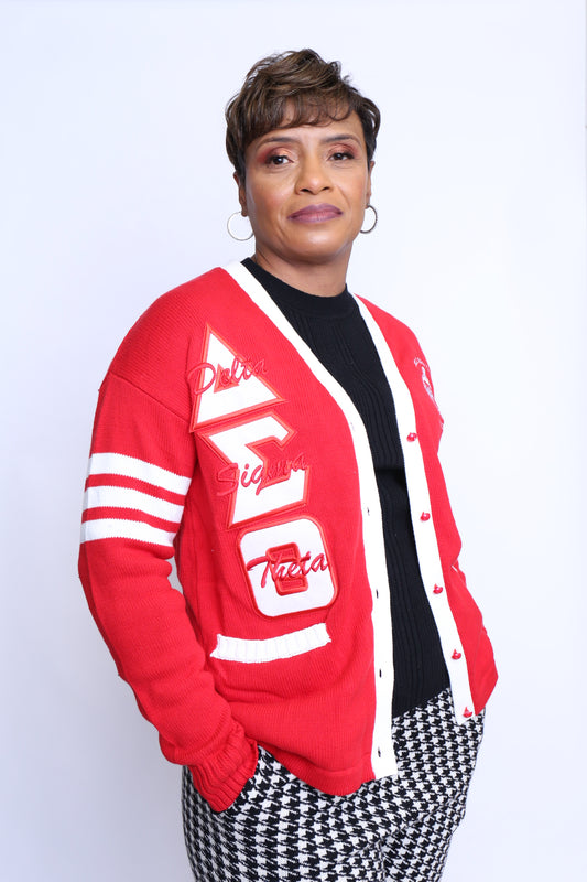 DST Red Cardigan Glitter Letters-SALE