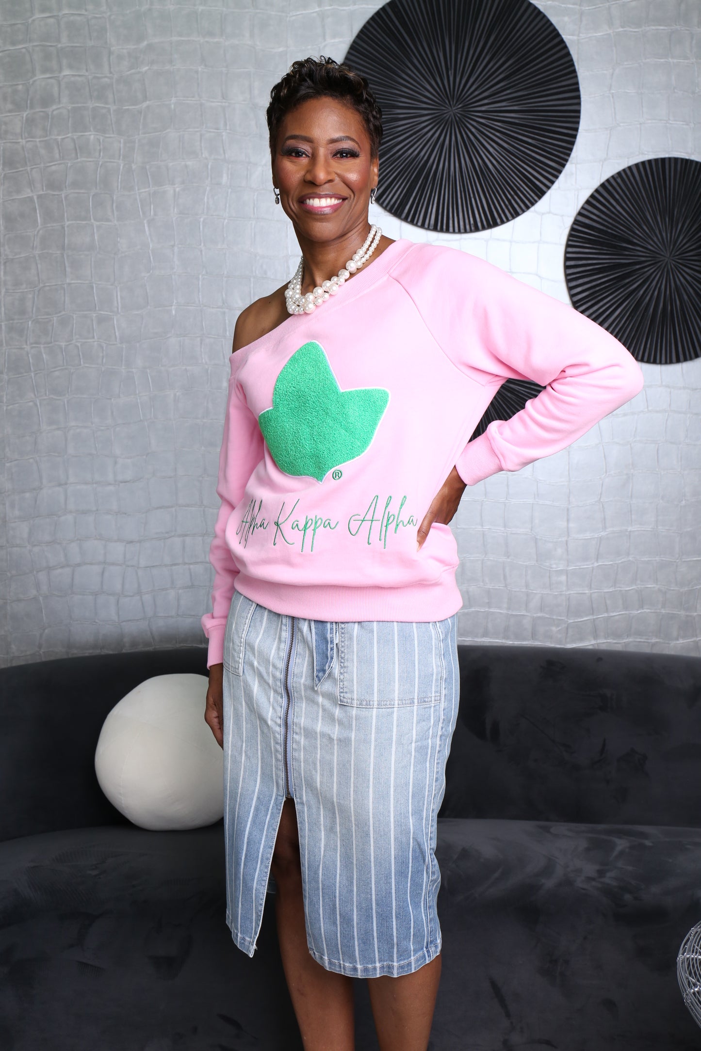 Pink Ivy Luxe Off-Shoulder Sweatshirt