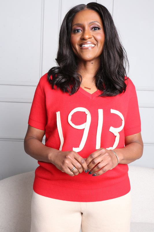 1913 V Neck Rope Sweater