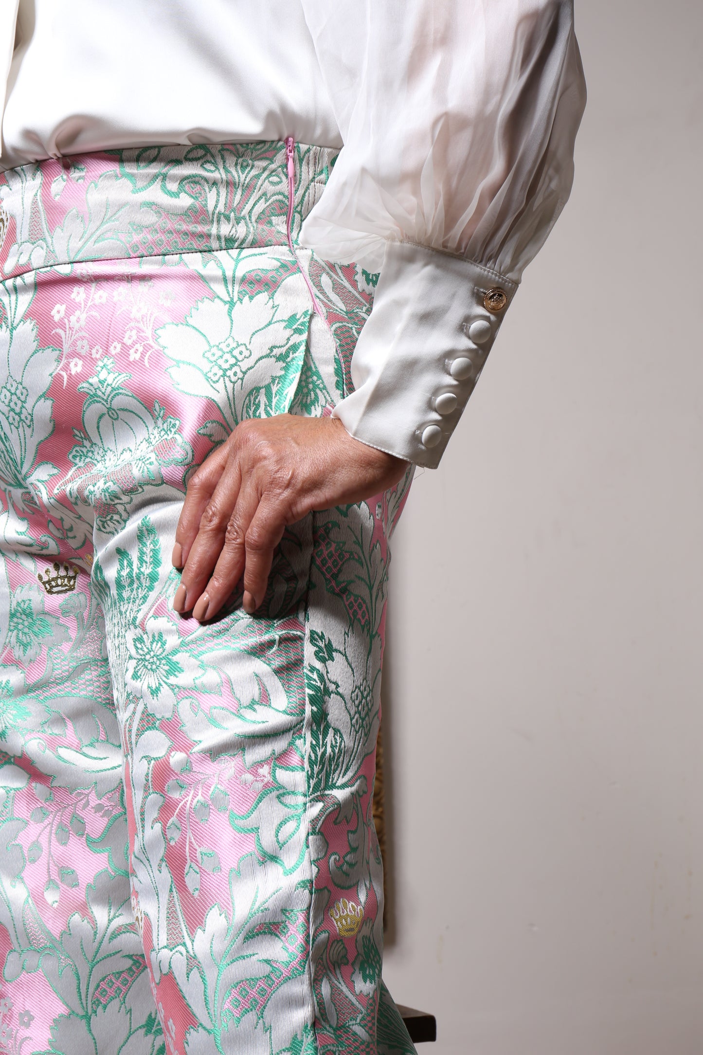 Signature Jacquard High-Waisted Trousers
