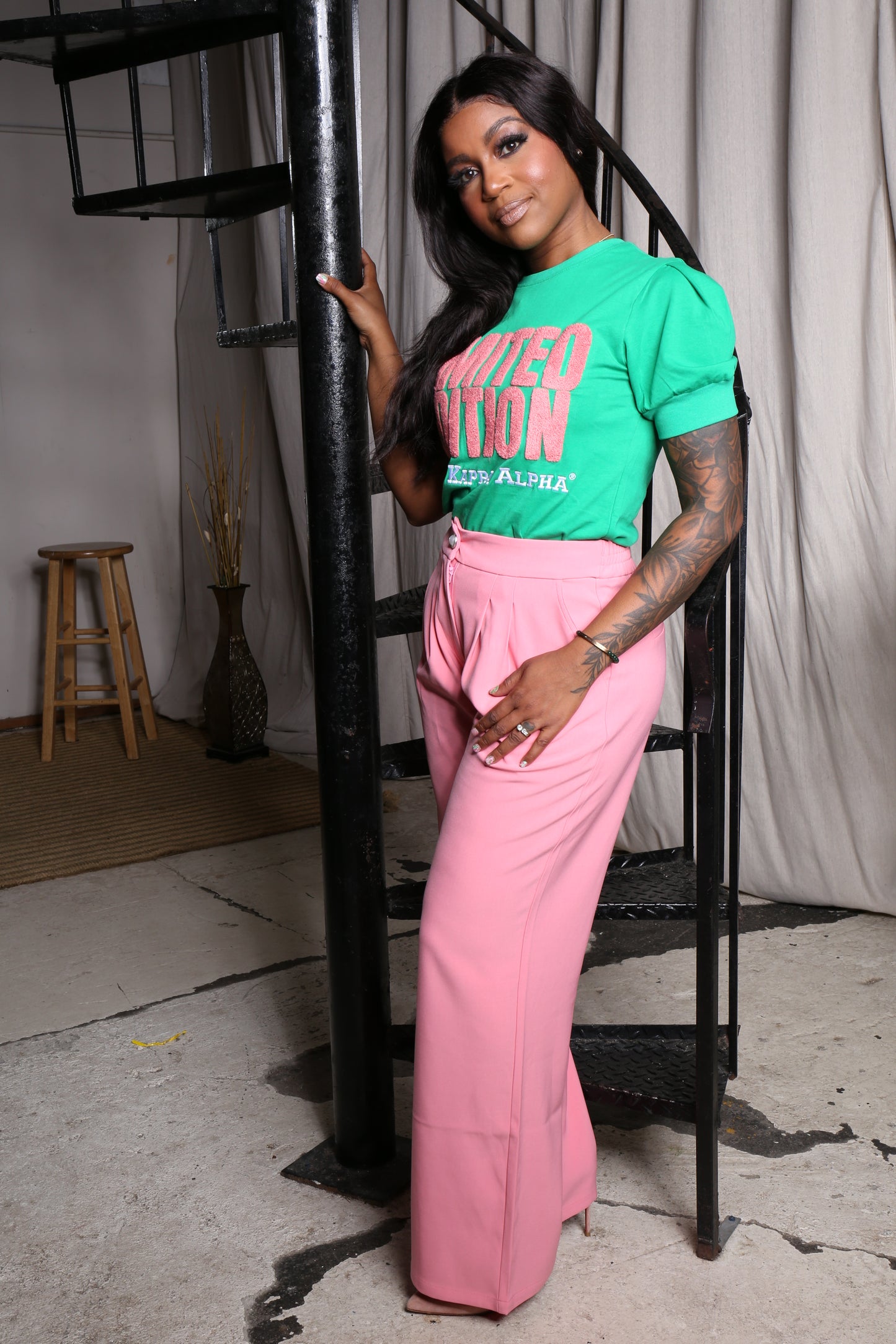 Tailored Wide-Leg Trousers – Salmon Pink