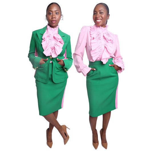 Pretty in Pink & Green Striped Blazer or Pants or Skirt Suit (Separates)