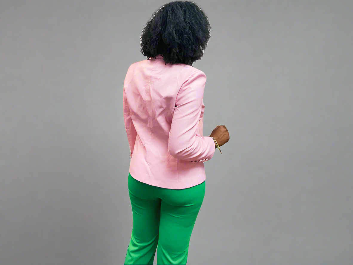 Double Breasted PU Pink Blazer