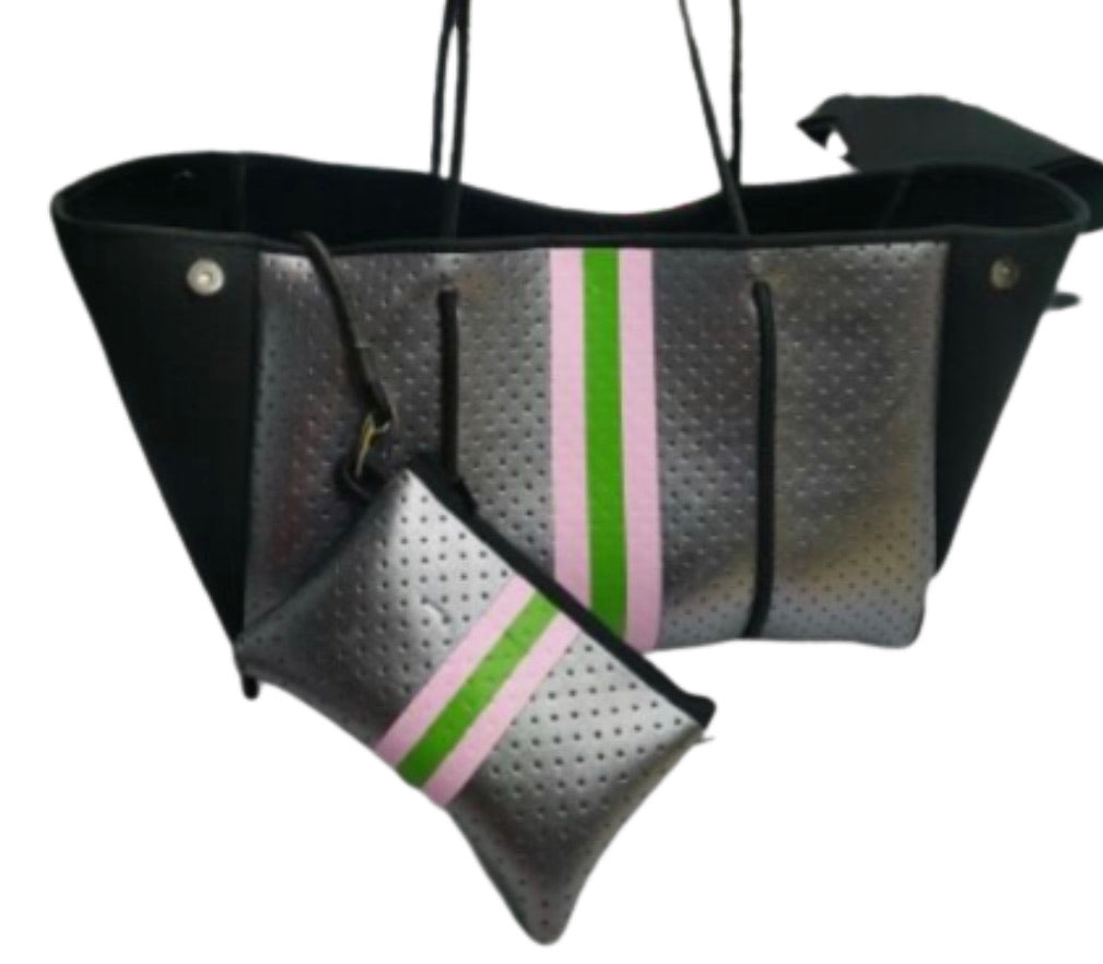 Neoprene Large Tote Green Camo With Red Racer Stripe Beach -  UK